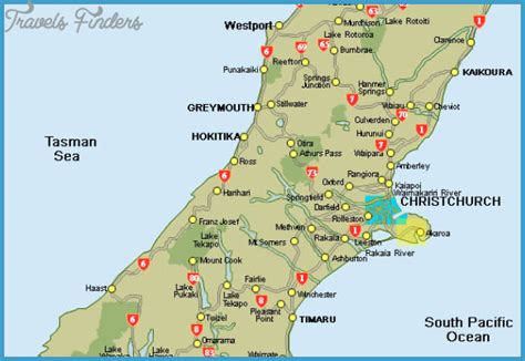 South Island New Zealand Map - TravelsFinders.Com