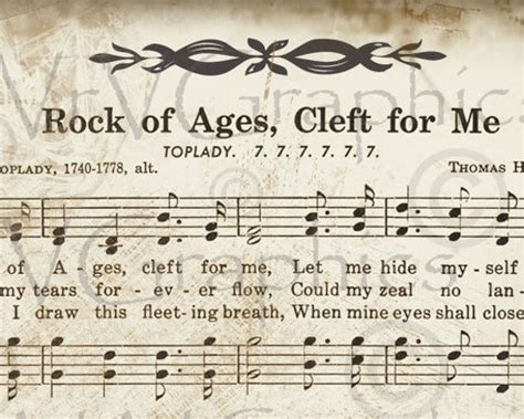 Items similar to Rock of Ages Sheet Music Christian Hymn Hymnal Digital ...