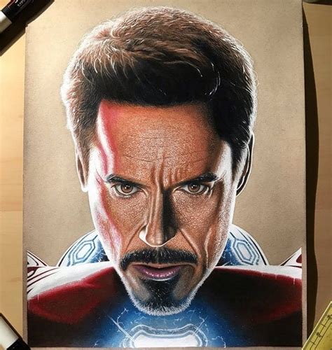 Tony Stark aka Robert Downey Jr's portrait by London based Gurekbal ...