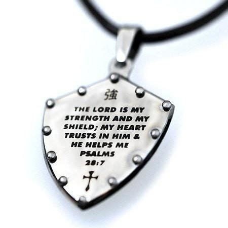 Psalms 28:7 18 Stainless Steel Shield | Shield pendant, Earring trends, Trending necklaces