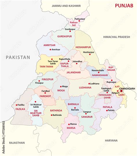 punjab district map Stock Vector | Adobe Stock