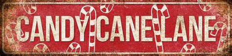 Candy Cane Lane // 1 Metal Sign // 5.5" x 22" | Mantel decorations ...