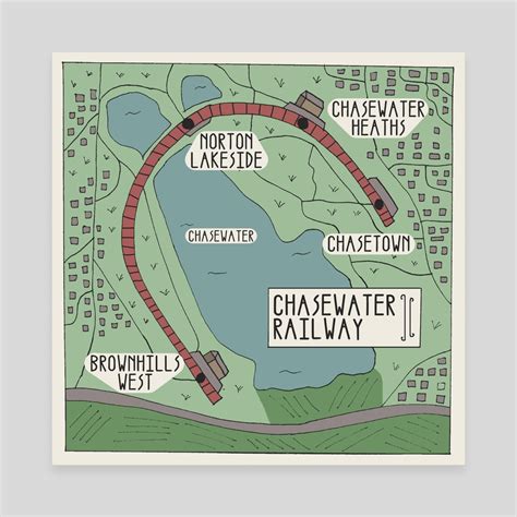 Chasewater Railway Illustrated Map, an art canvas by Harry Todhunter ...