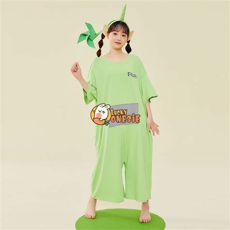 Teletubbies Pajamas for Adults Dipsy Onesie Nightdress Green - Luckyonesie.com