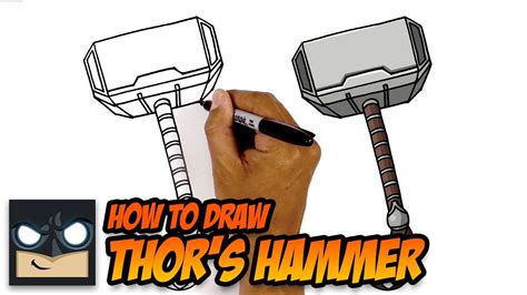 HOW TO DRAW THOR-S HAMMER - MJOLNIR - STEP BY STEP