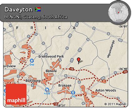 Free Shaded Relief Map of Daveyton