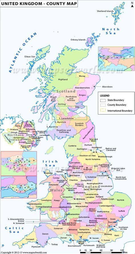 Map of UK counties and cities - Map of UK counties with cities (Northern Europe - Europe)