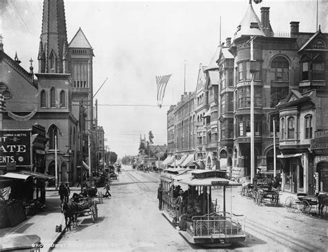 A new cable line on Broadway, downtown Los Angeles, June 1889