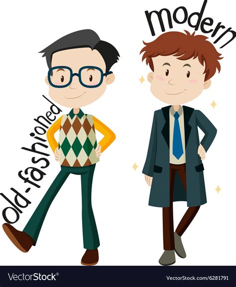 Men wearing old-fashioned and modern clothes Vector Image