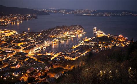 Bergen Night Scenery, Norway Stock Photo - Image of historic, europe ...