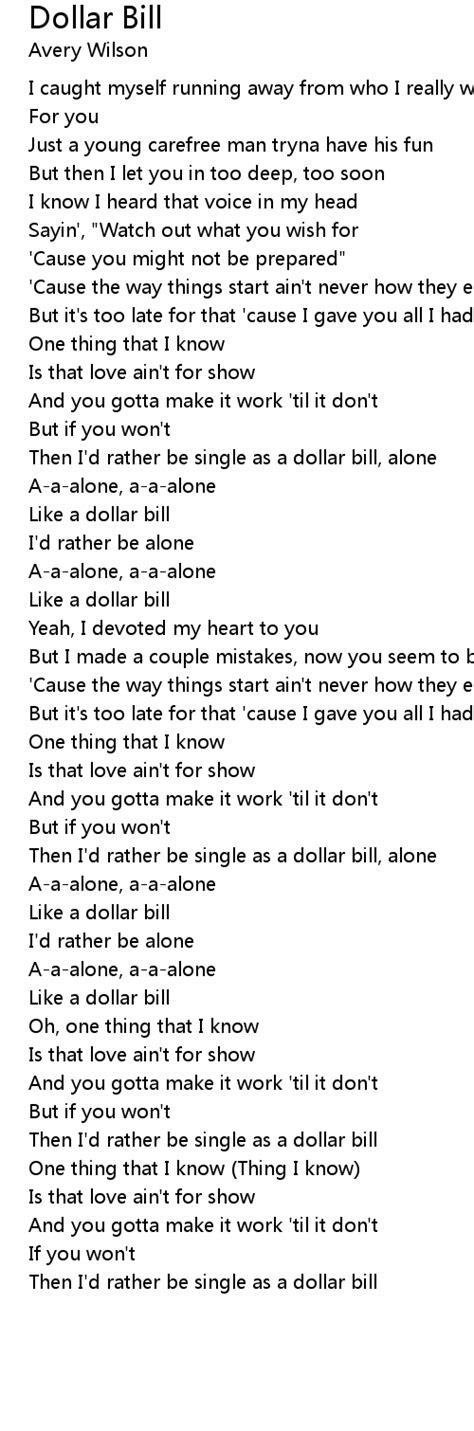 Dollar Bill Lyrics - Follow Lyrics