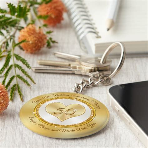 Personalized Golden Anniversary Party Favors Cheap Keychain | Zazzle.com