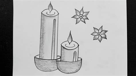 Diya And Candle Drawing For Diwali || Easy Candle Drawing For Diwali ...