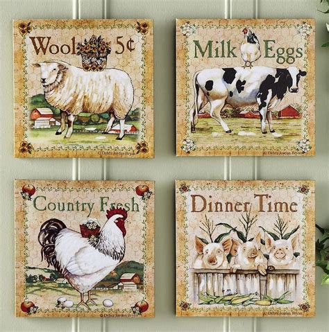 farm animal kitchen decor | Set of 4 Farm Animal Canvas Prints Wall ...