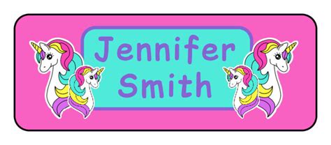 60 waterproof personalized unicorn name tag stickers, tags, school supply labels | eBay