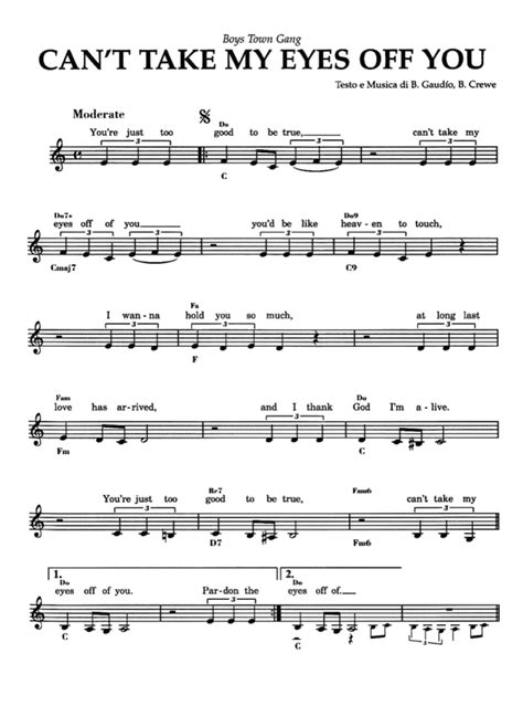 CAN'T TAKE MY EYES OFF YOU Sheet music | Easy Sheet Music