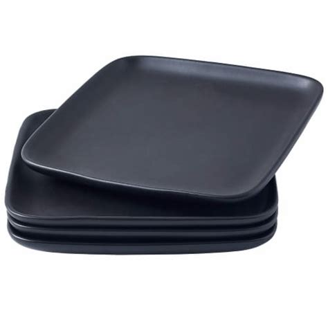 8 Ceramic Appetizer Plates | Set of 4 | Modern Square Black Plates for ...