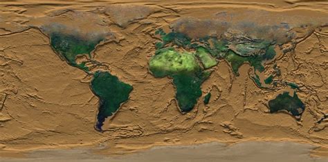 Map of the Earth without water. : pics