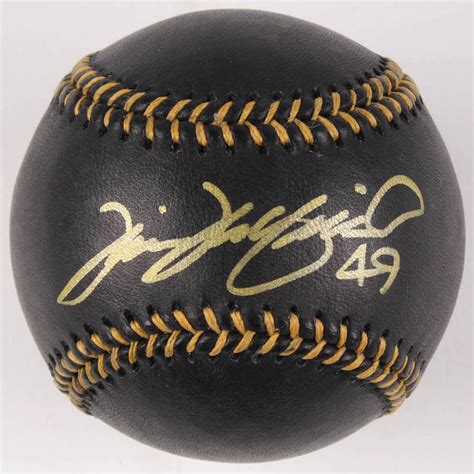 Tim Wakefield Signed OML Black Leather Baseball (MLB Hologram)