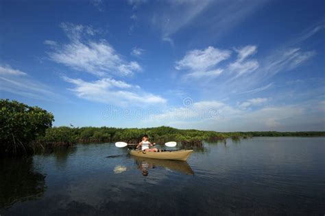 Woman Kayaking in Biscayne National Park, Florida. Editorial Photography - Image of nature ...