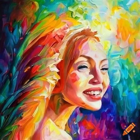 Radiant and joyful woman oil painting