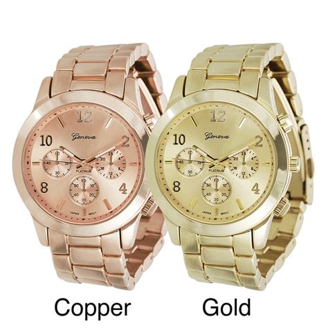 Geneva Platinum Men's Chronograph-Style Copper/Gold Link Watch ...