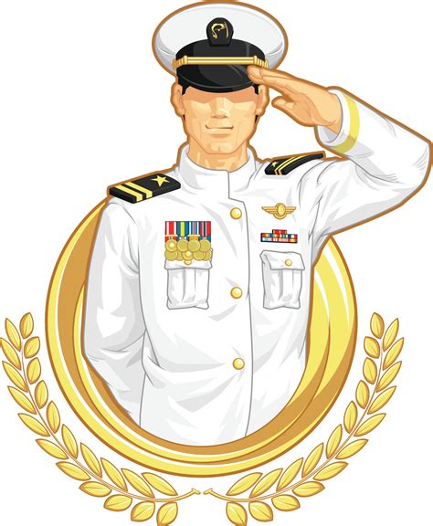 Military Officer Salute Army Air Force Navy General Cartoon Drawing ...