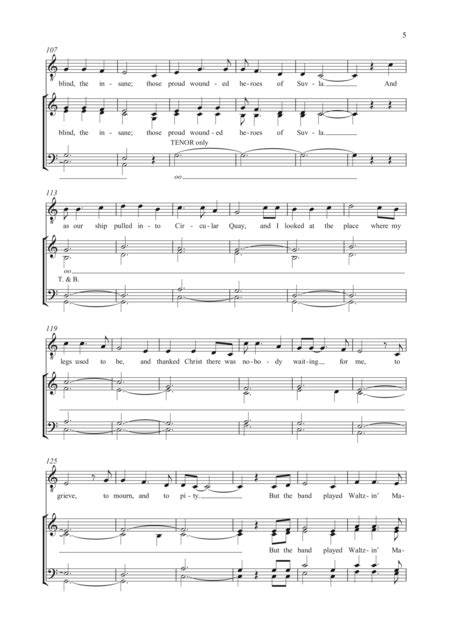 And The Band Played Waltzing Matilda - Choir - Digital Sheet Music ...