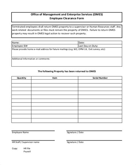 FREE 10+ Sample Employee Clearance Forms in PDF | MS Word | Excel