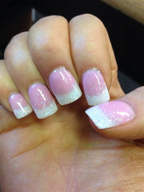 Pretty pink, white & glitter nails | White glitter nails, Nails ...