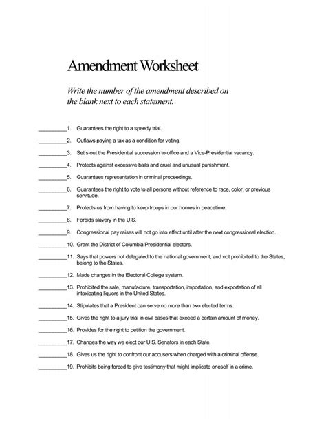 Amendment Worksheet