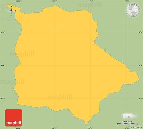 Savanna Style Simple Map of Coamo, single color outside