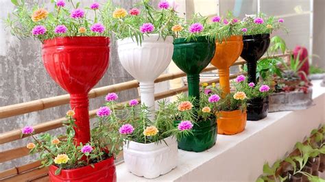 Recycle Plastic Bottles into Colorful Flower Pots for Small Garden and ...