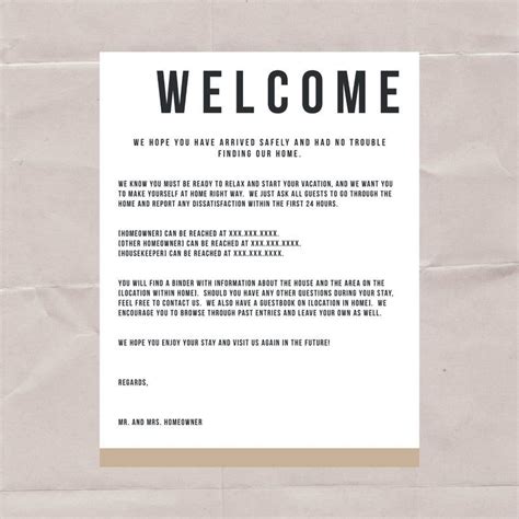 Airbnb Welcome Letter Free Template, Web Free Printable Airbnb Welcome Templates.