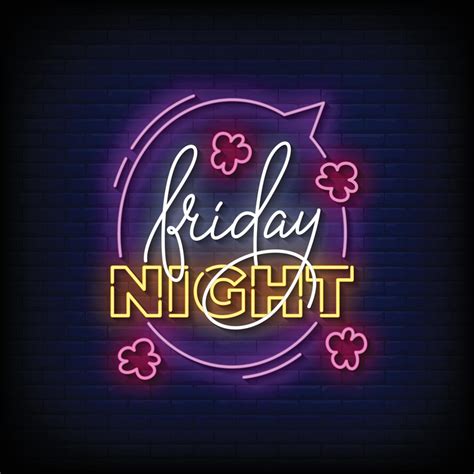 Neon Sign friday night with Brick Wall Background Vector 8874218 Vector ...