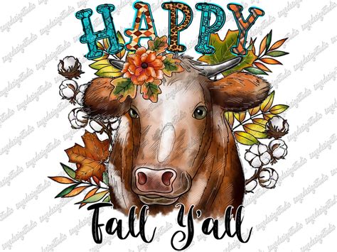 Happy Fall Y'all PNG, Pumpkin PNG, Fall PNG, Happy Fall Png, Autumn Png, Cow,western Design ...