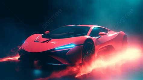 Red Sports Car Neon Smoke Photography Advertising Background, Sports ...