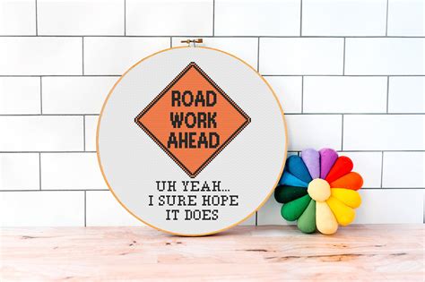 Road Work Ahead Meme Cross Stitch Pattern PDF Funny Cross - Etsy