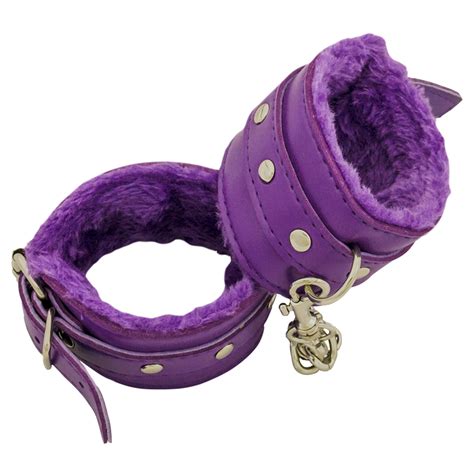 Purple Leather Fuzzy Handcuffs