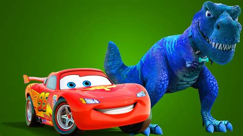 Disney Сars 3 Lightning McQueen and DINOSAUR T-REX Nursery Rhymes Children's Songs Cars 3 - YouTube