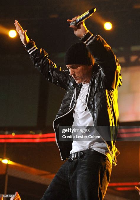 Rapper Eminem performs onstage at the 52nd Annual GRAMMY Awards held ...