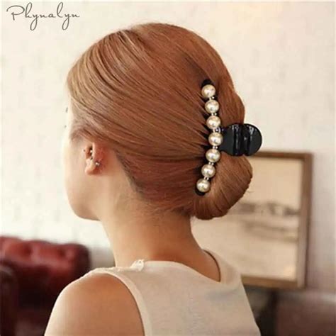 Claw Hair Clip Pearl Women Big Rhinestone Hair Clips Crab Hair Claws Girls Head wear Hair ...