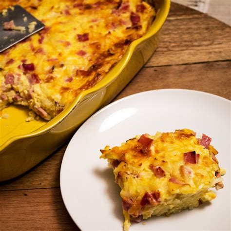 Cheesy Ham Hash Brown Egg Casserole