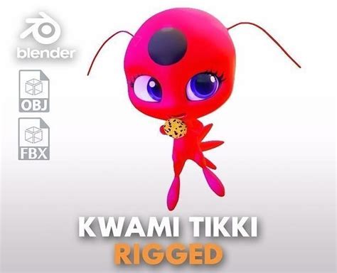 3D model Tikki - Kwami from miraculous ladybug A rigged 3d for Blender ...