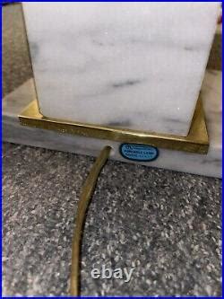 Vintage 1950s Art Deco Marble Base Brass Bankers Desk Lamp White Glass Shade | Lamp Vtg Art