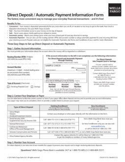 Free Wells Fargo Direct Deposit Form - PDF – eForms