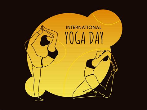 International Yoga Day Concept with Young Women Doing Yoga on Abstract ...