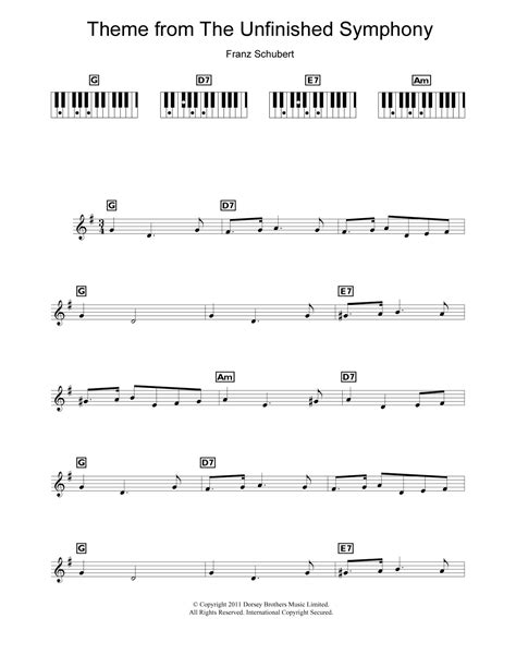 Theme From The Unfinished Symphony by Franz Schubert Sheet Music for Piano Chords/Lyrics at ...