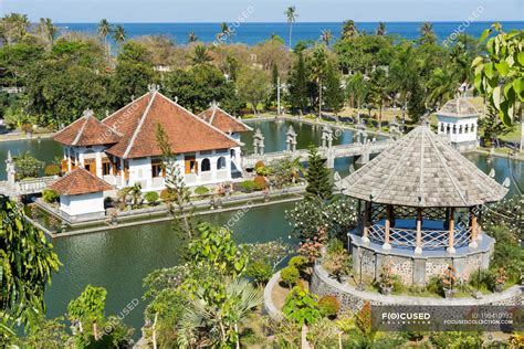 Indonesia, Bali, Karangasem, Aerial view to the garden of the water ...