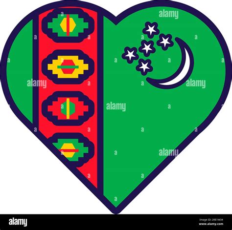 Patriot heart in national Turkmenistan flag colors. Festive element ...